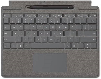 Microsoft Surface Pro Co-Pilot Keyboard English Layout Keyboard, For Surface Pro 8, 9, 10 & Pro X, Platinum | 8X8-00164